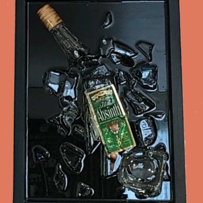 Absinthe Bottle smashed art