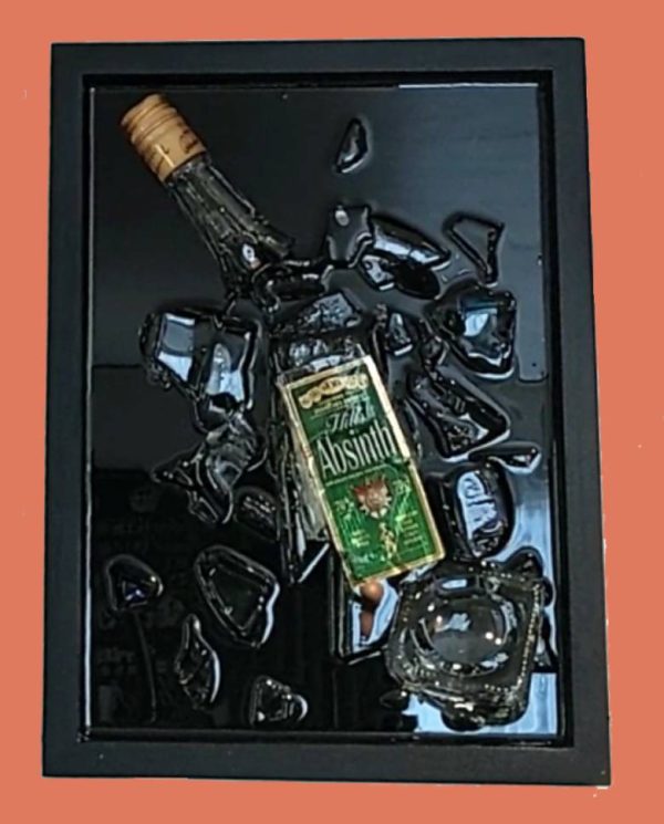 Absinthe Bottle smashed art