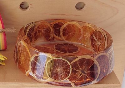 resin with dried oranges fruit bowl